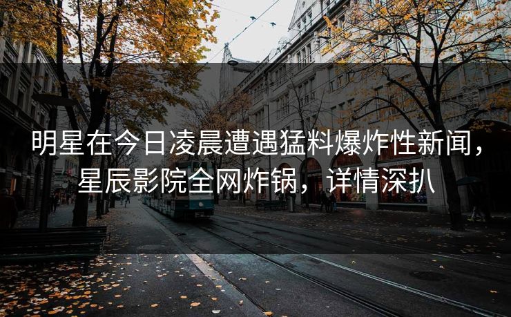 明星在今日凌晨遭遇猛料爆炸性新闻，星辰影院全网炸锅，详情深扒