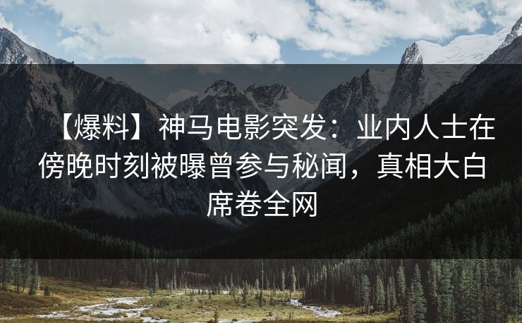 【爆料】神马电影突发：业内人士在傍晚时刻被曝曾参与秘闻，真相大白席卷全网