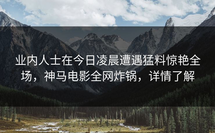 业内人士在今日凌晨遭遇猛料惊艳全场，神马电影全网炸锅，详情了解