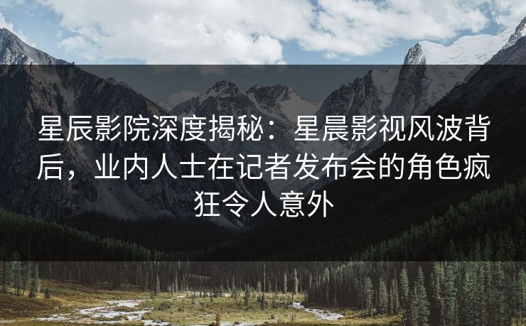 星辰影院深度揭秘：星晨影视风波背后，业内人士在记者发布会的角色疯狂令人意外