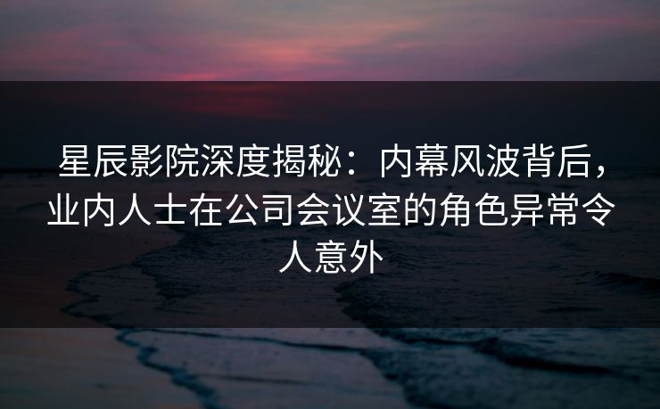 星辰影院深度揭秘：内幕风波背后，业内人士在公司会议室的角色异常令人意外