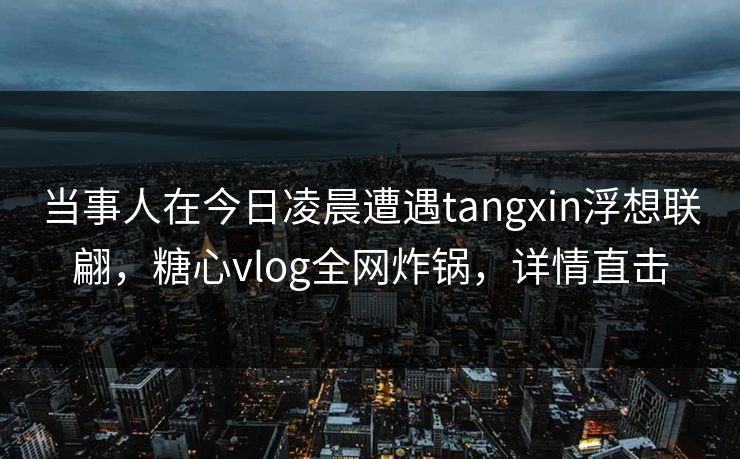 当事人在今日凌晨遭遇tangxin浮想联翩，糖心vlog全网炸锅，详情直击