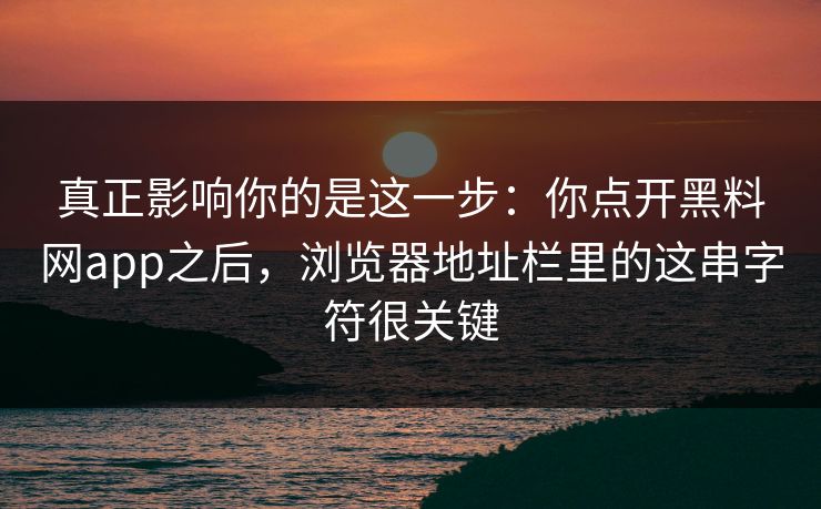 真正影响你的是这一步:你点开黑料网app之后,浏览器地址栏里的这串字符很关键