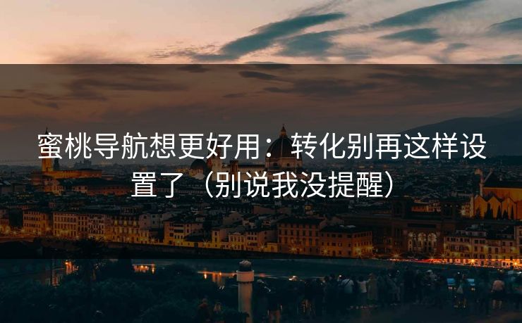 蜜桃导航想更好用：转化别再这样设置了（别说我没提醒）